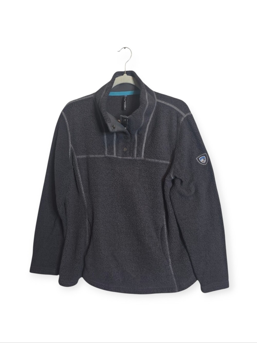 Womens Kuhl Avalon 1/4 snap fleece pullover in charcoal gray, size large